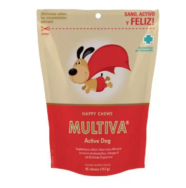 Bolsa de Chews MULTIVA® Active Dog-Suplemento Multivitamínico y Multimineral con Aminoácidos y Ácidos Grasos Esenciales Formulado en Chews de Alta Palatabilidad