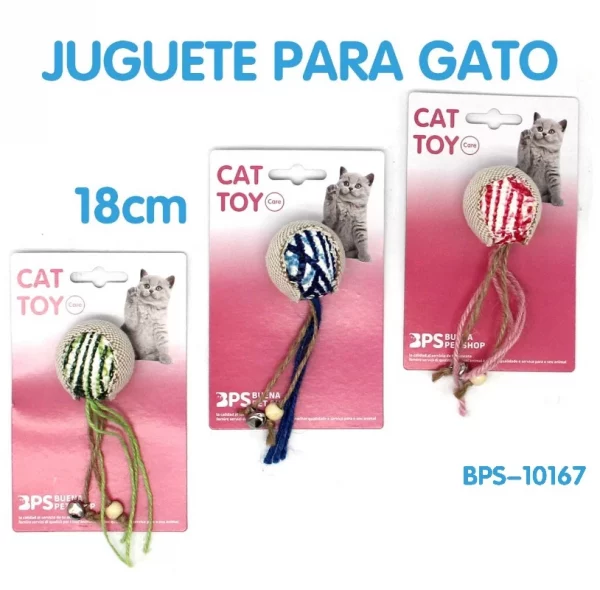 Juguete para Gato de Pelota y Cuerdas 18cm de Largo