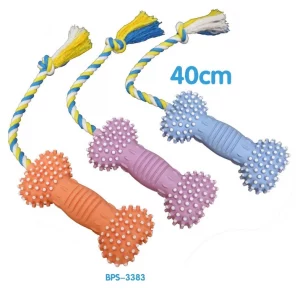 Juguete de Látex Punta Hueso y Cuerda para Perro 40cm