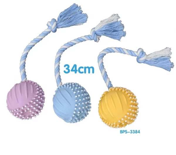 Juguete de Látex Punta Pelota y Cuerda para Perro 34cm