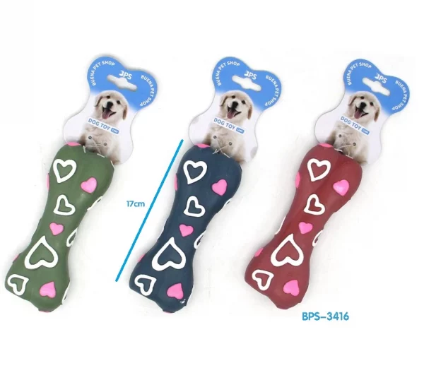 Juguete de Látex Hueso Corazones para Perro 17cm