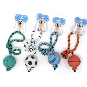 Juguete caucho perro hueso balones y cuerda